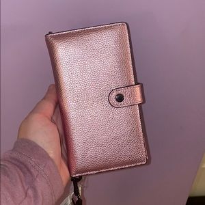 Coach Metallic Pink snap wallet